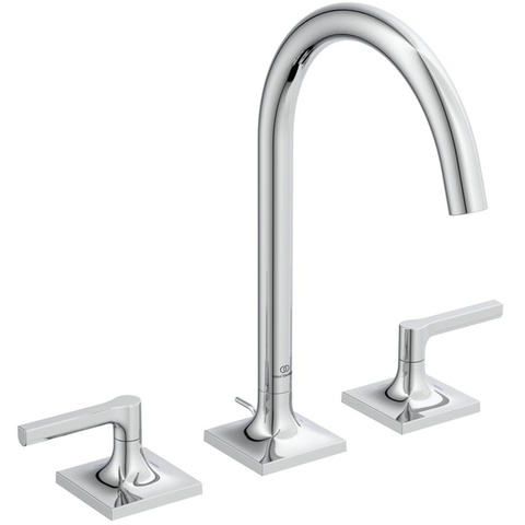 Ideal Standard Joy Neo BD144AA Двурукоятковый смеситель для раковины под 3 отверстия, с донным клапаном, 5 л/мин Chrome (Хром)