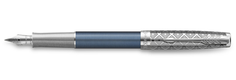 Ручка перьевая Parker Sonnet Premium 2021, F537, Metal & Blue Lacquer CT (2119743)
