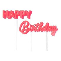 Акриловый топпер розовый "С Днем Рождения" [Happy Birthday] (15,7 х 15,9 см)