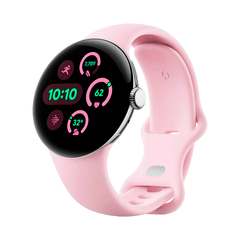 Умные часы Google Pixel Watch 3 Wi-Fi, 45mm, Polished Silver/Rose Quartz (Полированный серебристый корпус, ремешок цвета розовый кварц)