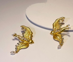 Серьги BIRDS ПТИЦЫ ЛАСТОЧКИ в стиле Schiaparelli с жемчугом