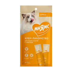 Крем-лакомство для кошек Мнямс с курицей 15 г х 4 шт