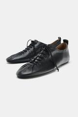 ZARA КОЖАНЫЕ ТУФЛИ-ДЕРБИ, ЧЕРНЫЙ