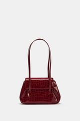 ZARA СУМКА НА ПЛЕЧО С ФАКТУРОЙ, КРАСНЫЙ