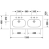 Duravit D-Code 3481200602 Двойная раковина для мебели, с перел.,без отв. под смес., 1200x490мм, цвет: Белый