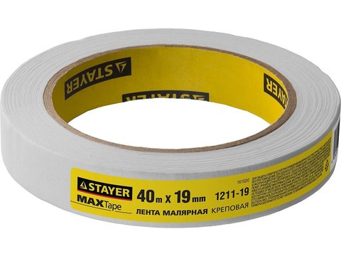 STAYER MAXTape 19 мм х 40 м, креповая, малярная лента, MASTER (1211-19) (12штук)