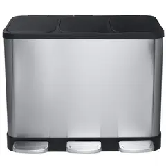 Bemeta Home 104315262 Контейнер для сортировки мусора 3x14л, цвет: нержавеющая сталь, чёрный фото