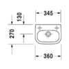 Duravit D-Code 7053600002 Раковина для рук, без перелива, без отв. под смес., 360x270мм, цвет: Белый