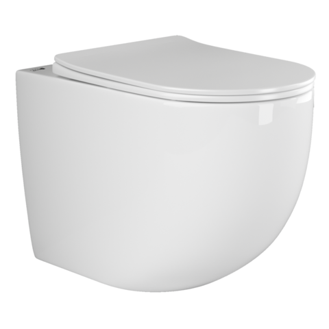 Ceramica Nova Mia CN1810 Напольный пристенный унитаз-соло с ультра тонким сидением с функцией плавного закрытия, цвет: белый