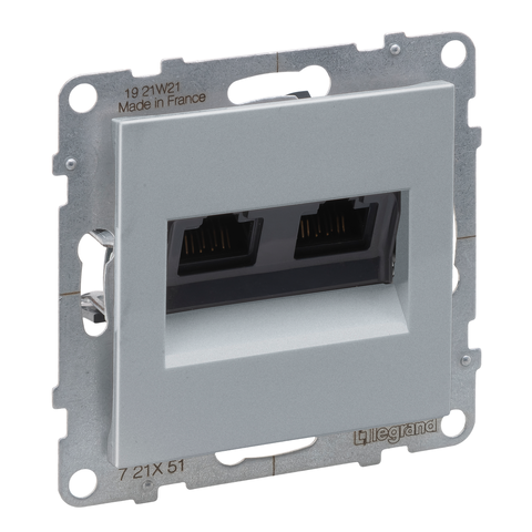 Розетка компьютерная двойная RJ45 категория 5e UTP - Legrand SUNO - Алюминий