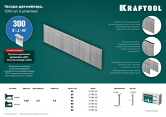 KRAFTOOL гвозди тип 300 (47/J/ F), 40 мм, калибр 18GA. 5000 шт (31785-40)