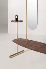 Вешалка ARCO Gold/Walnut с зеркалом, полкой и вешалками