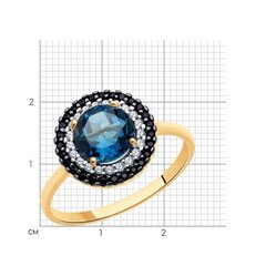 714973 - Кольцо из золота 585 пробы с лондон-топазом и черными фианитами