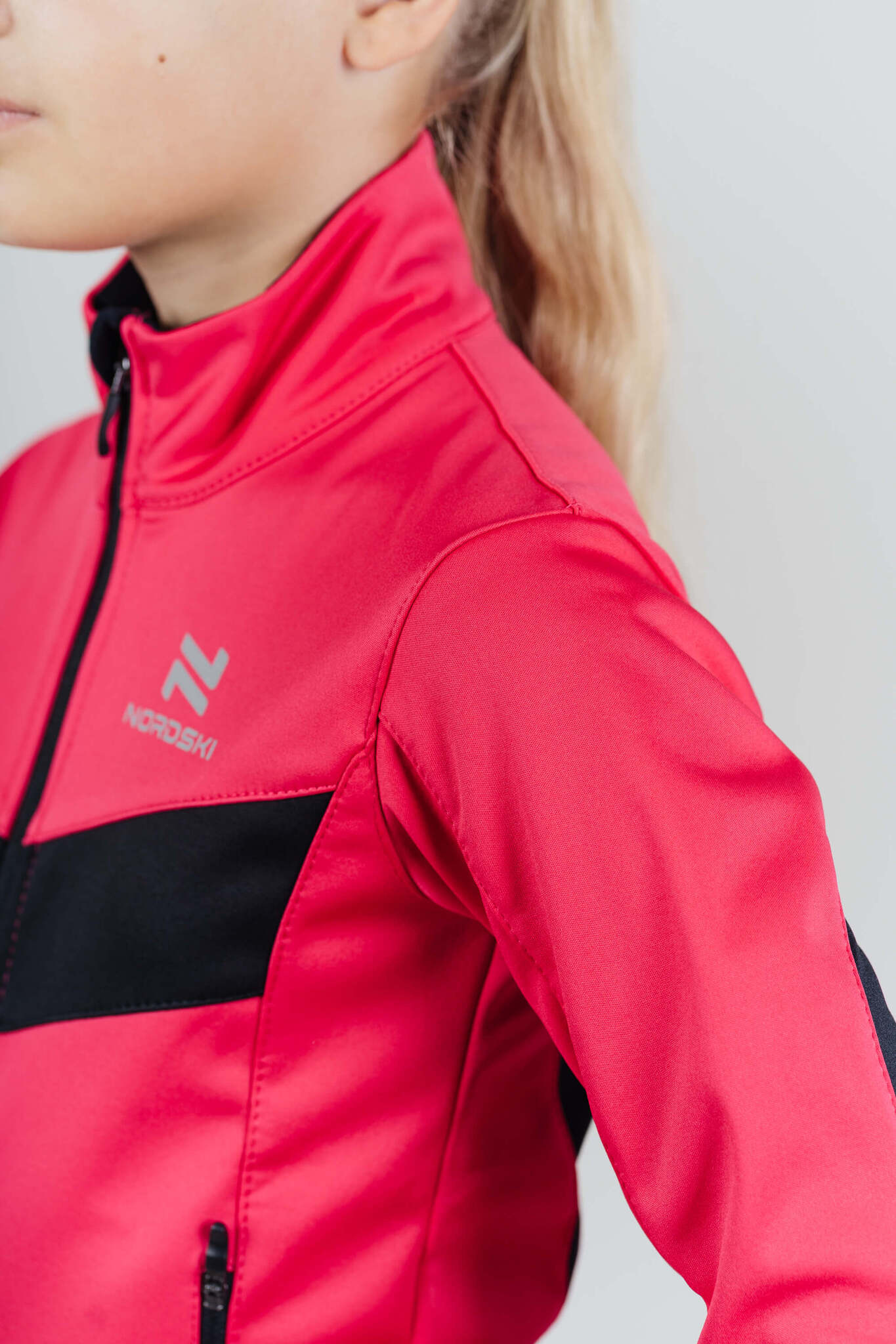 Детская утепленная разминочная куртка Nordski Jr Base pink-black - 3