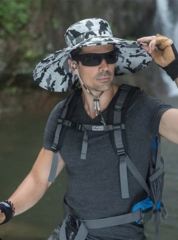 Картинка шляпа Skully Wear extra wide Brim white camo - 7