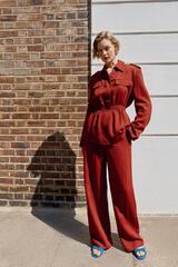 ZARA ШИРОКИЕ СТРУЯЩИЕСЯ БРЮКИ, КРАСНОВАТЫЙ