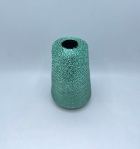 Бобинная пряжа(пр.Италия), 2000м/100гр, вискоза/полиэстер(люрекс), цвет-Зеленая сталь, арт.30589