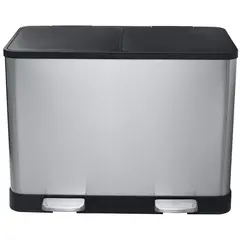 Bemeta Home 104315272 Контейнер для сортировки мусора 2x20л, цвет: нержавеющая сталь, чёрный фото