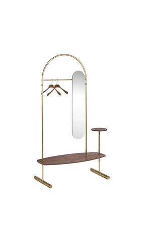 Фото: Вешалка ARCO Gold/Walnut с зеркалом, полкой и вешалками - основной вид