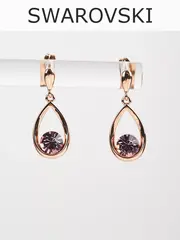 Серьги-капли Белла с розовыми кристаллами Swarovski
