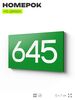Номер на дверь 645, табличка на дверь для офиса, квартиры, кабинета, аудитории, склада, зеленая 120х70 мм, Айдентика Технолоджи
