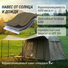 Надувная палатка UNIX Camp Vega 3х2 зеленый (+ навес)