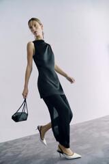 ZARA ДЛИННОЕ КОМБИНИРОВАННОЕ ПЛАТЬЕ, ЧЕРНЫЙ