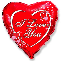 Шар F 18''/46 см, Сердце, I love you, Сердца рядом с надписью, 1 шт.