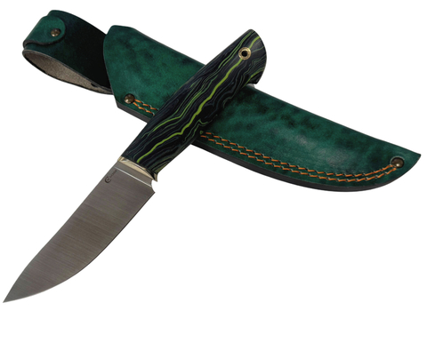 Нож Кайман, сталь Bohler M398, рукоять мельхиор, микарта