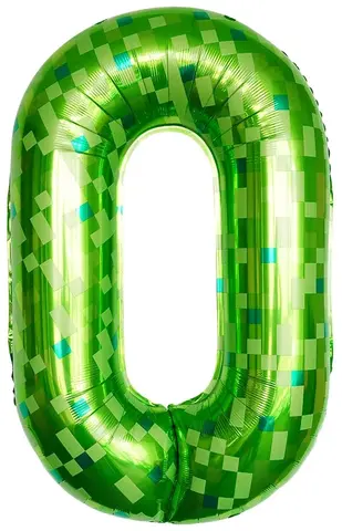 Шар (40''/102 см) Цифра, 0 Пиксели, Зеленый