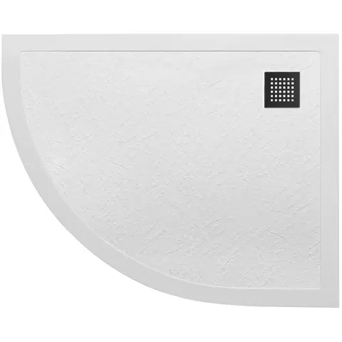 BelBagno TRAY-MR-UNO-RH-120/80-550-35-W-R-NO Поддон из искусственного мрамора в комплекте с сифоном с чёрной матовой декоративной накладкой