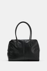 ZARA КОЖАНАЯ СУМКА НА ПЛЕЧО, ЧЕРНЫЙ