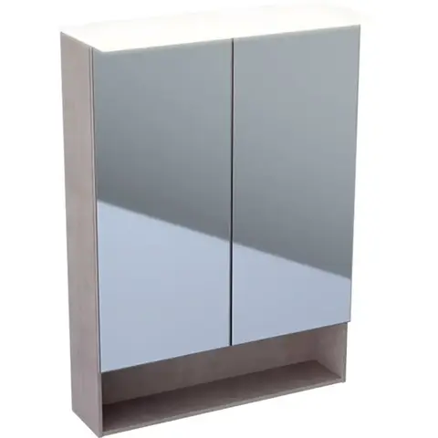 Geberit Acanto 500.644.00.2 Зеркальный шкаф с подсветкой, 60x83x21.5см, дуб Мистик / меламин, структура дерева, с зеркальным покрытием снаружи