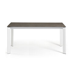 Стол Atta 160 (220)x90 керамика Vulcano Ash, белые ножки