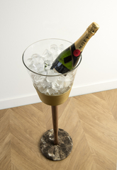 Напольная подставка CHAMPAGNERA G (орех/мрамор) в золотой отделке