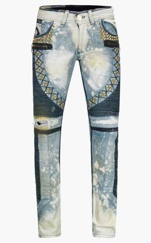 The Saints Sinphony | Джинсы мужские BLEACH GOLD MALTESE CROSS MOTO TSG357 перед
