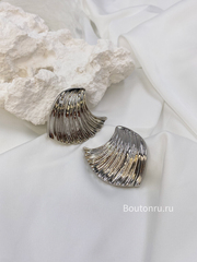 Серьги серебро рифленое волна