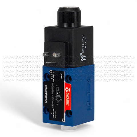 Фото 4WE6D61/CW110-50N9K4 - Гидрораспределитель золотниковый Ду 6 с электроуправлением, схема D (574А), электроуправление W110, возврат - пружинный
