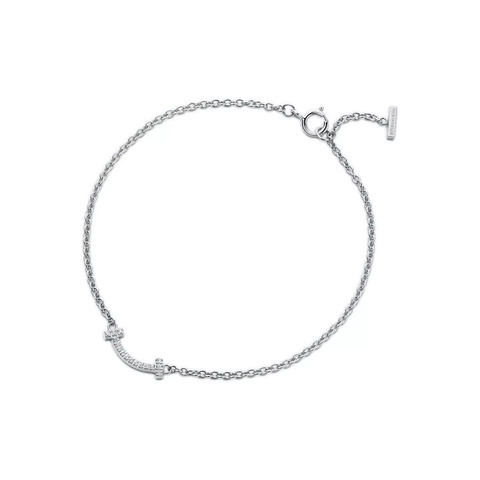 Браслет из белого золота с бриллиантами, Tiffany 💠 T smile