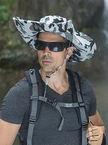 Картинка шляпа Skully Wear extra wide Brim white camo - 8