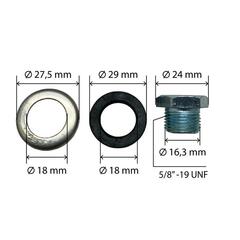 Пробка заливная/сливная шестигранная UNITED PARTS d16,3мм, 5/8