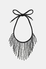 ZARA БАРХАТНОЕ ОЖЕРЕЛЬЕ С БУСИНАМИ, ЧЕРНЫЙ