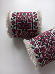 Браслеты с вышивкой из льняной ткани в этностиле. Орнамент NL-8615-2 Пара