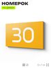Табличка с номером 30 на дверь квартиры, для офиса, кабинета, аудитории, склада, желтая 120х70 мм, Айдентика Технолоджи