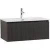 BelBagno UNO-800-1C-SO-GSO База под раковину подвесная с фрезерованными ручками по всей длине фасада с одним выкатн. ящ., Темно-Серый Матовый, 800x455x350