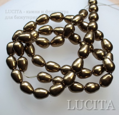 5821 Хрустальный жемчуг Сваровски Crystal Antique Brass  грушевидный 11х8 мм ()