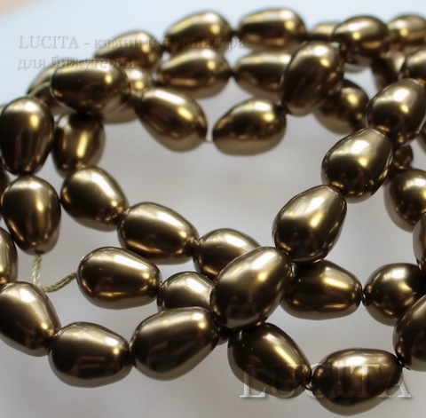 5821 Хрустальный жемчуг Сваровски Crystal Antique Brass  грушевидный 11х8 мм ()