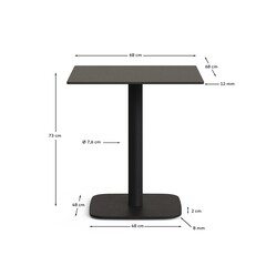 Dina Уличный стол черный на черном металлическом основании 68 x 68 x 70 см