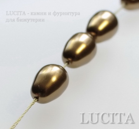 5821 Хрустальный жемчуг Сваровски Crystal Antique Brass  грушевидный 11х8 мм ()