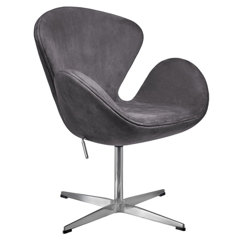 Фото: Кресло SWAN STYLE CHAIR тёмно-серый, искусственная замша - основной вид